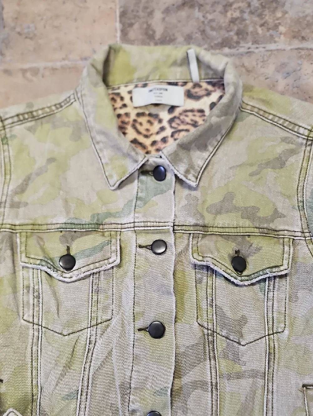 One Teaspoon Animal Print Camo Denim Jacket Bandits Jacket Size XS